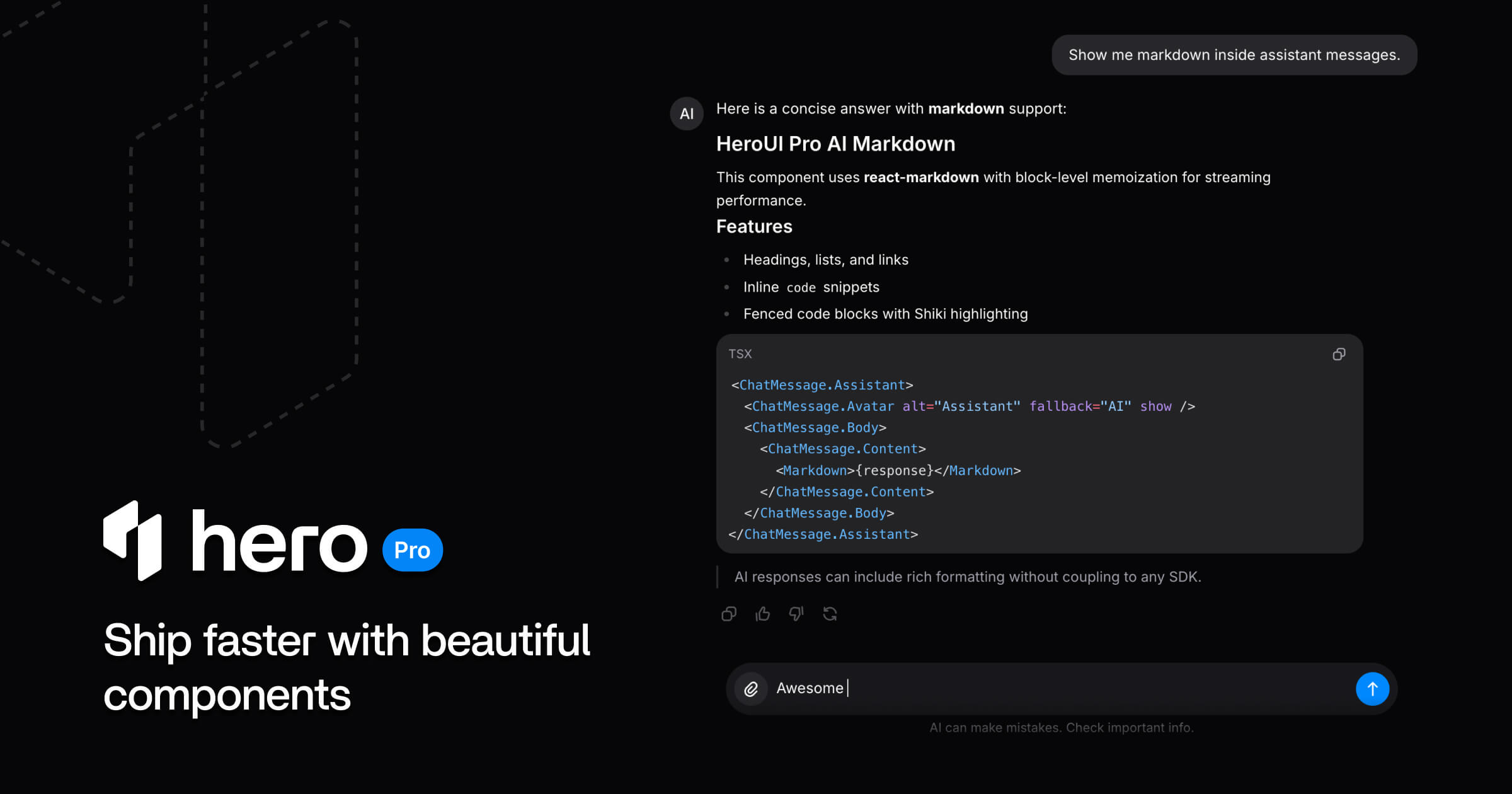 HeroUI Pro beta 5 AI components