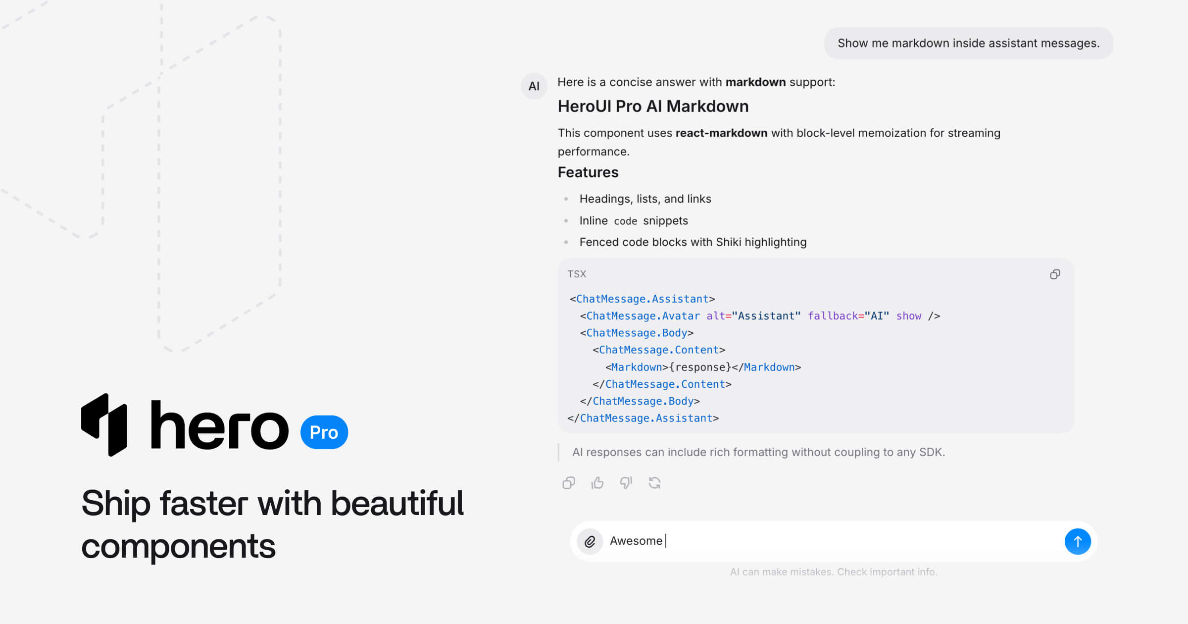 HeroUI Pro beta 5 AI components