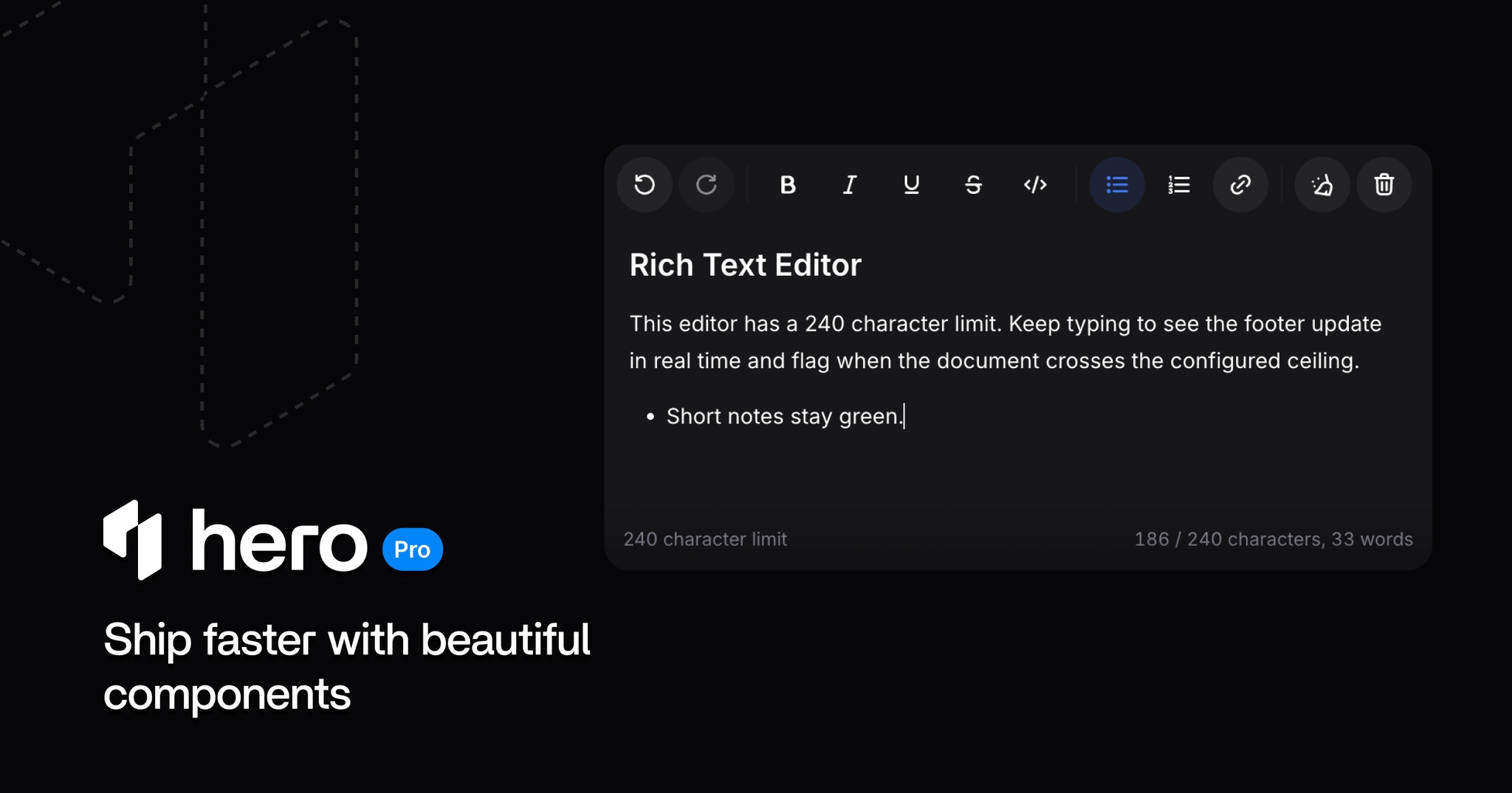 HeroUI Pro beta 6 Rich Text Editor and Timeline components