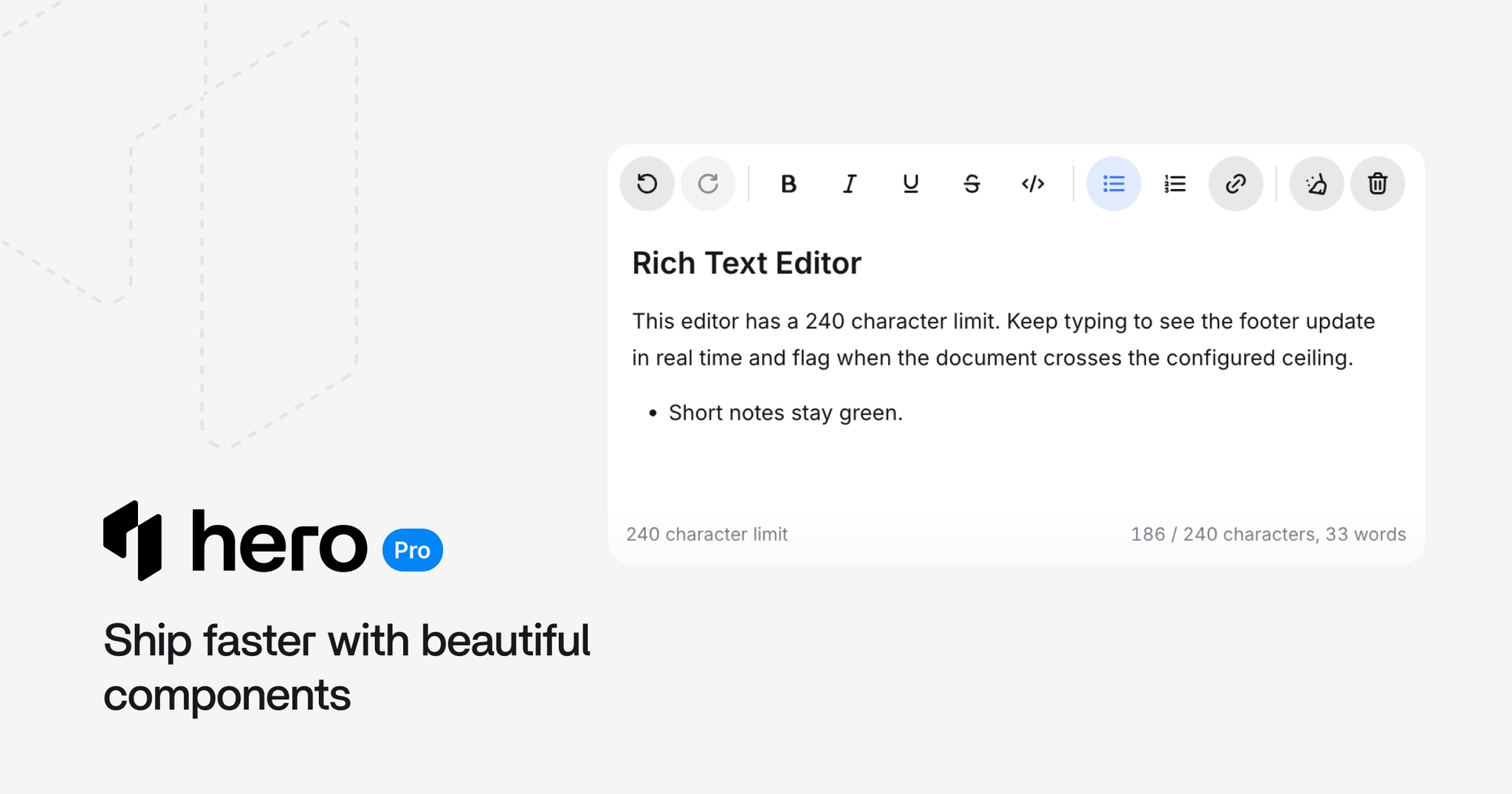 HeroUI Pro beta 6 Rich Text Editor and Timeline components